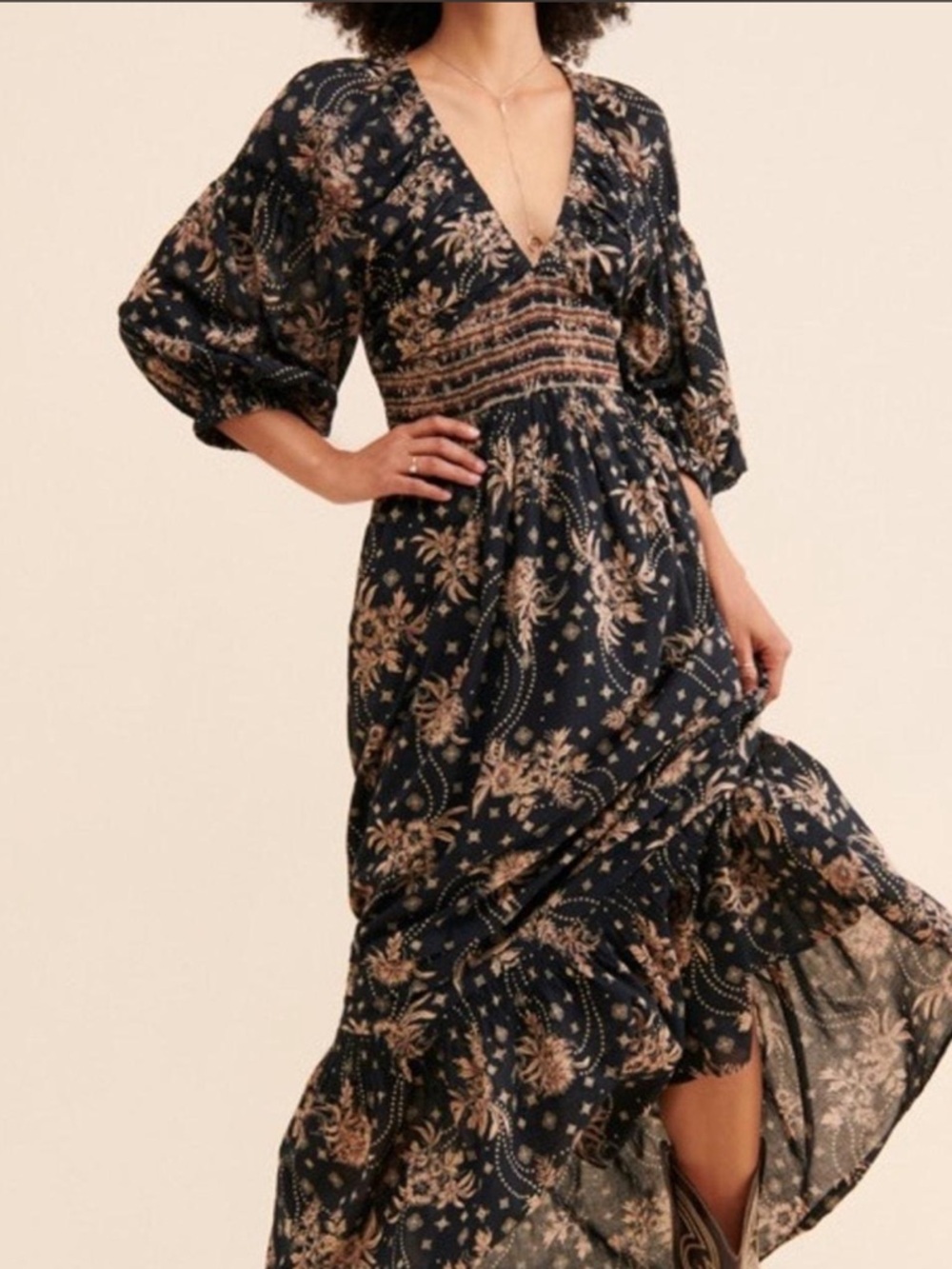 NWT Free People Golden Hour Maxi Dress Size Large Boho MSRP $168 - Picture 9 of 16